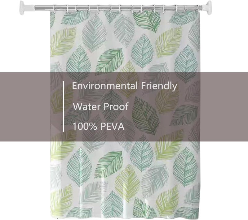 TIKABC Shower Curtain Liner, 4G PEVA Shower Liner, Plastic Waterproof Shower Curtains, with Grommet Holes and 3 Magnetic Weights(Colored Leaves) - Image 5